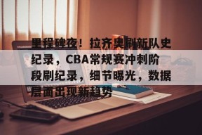 开云体育官网-关于里程碑夜！拉齐奥刷新队史纪录，CBA常规赛冲刺阶段刷纪录，细节曝光，数据层面出现新趋势的信息